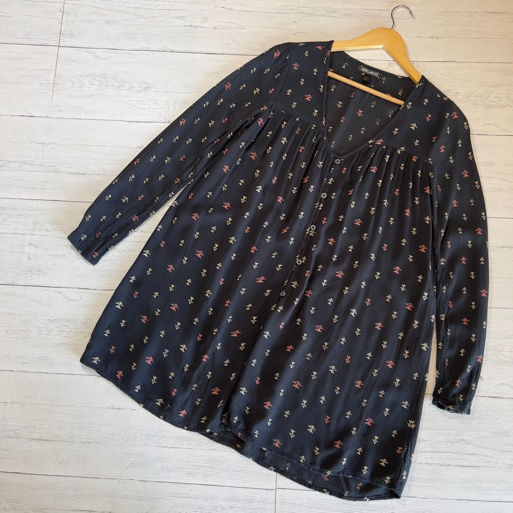 Billabong Dress Womens Size S/P Black Moongazer Bohemian Button Down Tunic - Picture 3 of 13